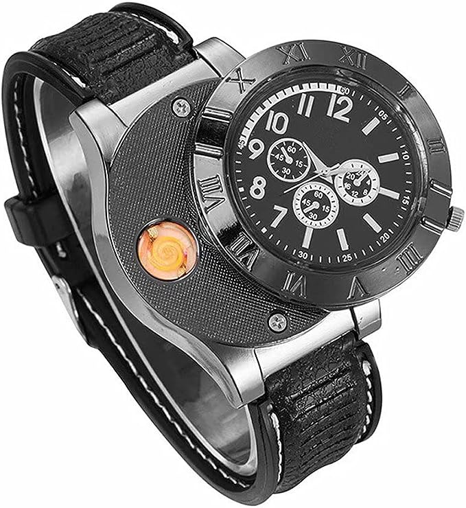 🔥⌚ Military USB Lighter Watch for Men – Windproof, Rechargeable & Stylish Gift 🎁