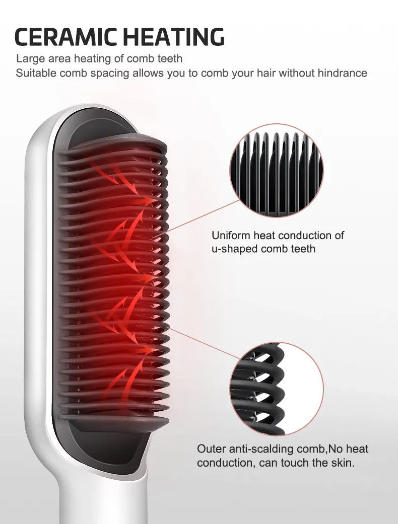 🔥 Electric Hair Straightening Comb – Fast & Safe Styling Brush