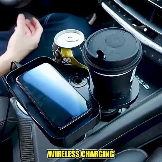 🔥 Car Cup Holder with 15W Wireless Charging – Fast & Secure Mount🚗☕